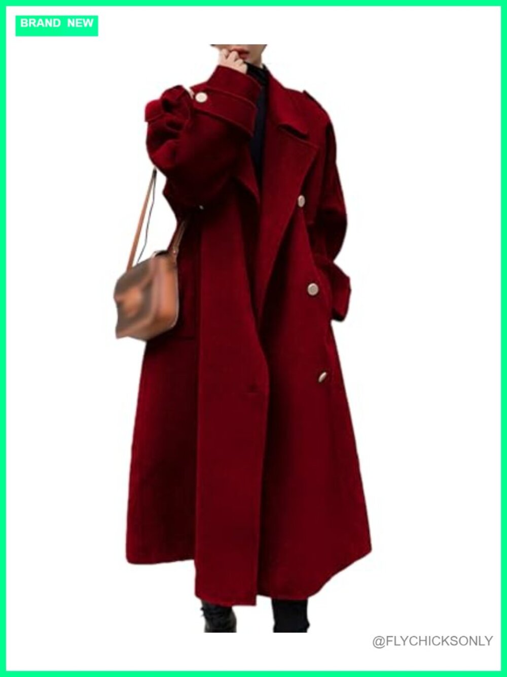 Women's Winter Wool Blend Pea Coat Double Breasted Long Trench Overcoat